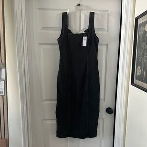 Abercrombie & Fitch Black Square-Neck Midi Dress